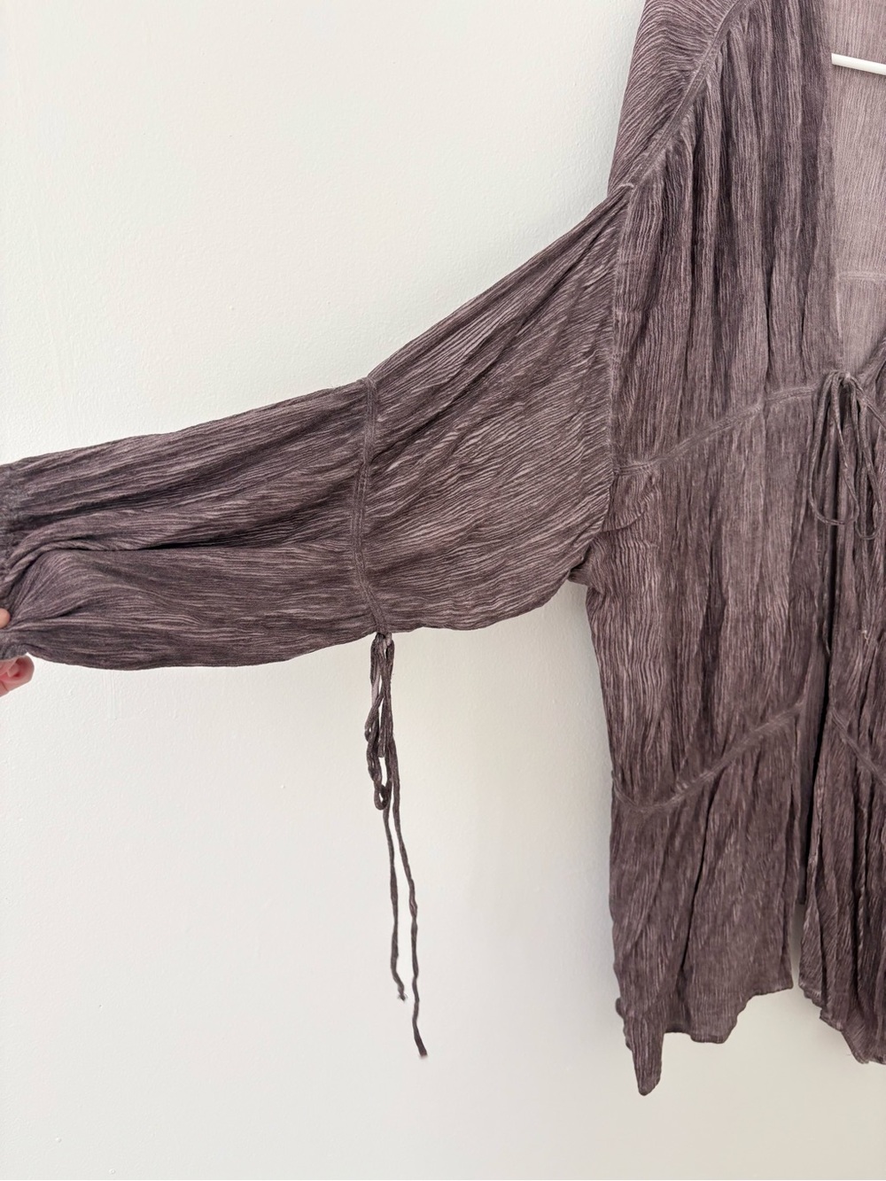 Free People Purple Mauve Juliet Front Tie Bohemian Tiered Kimono Duster One Size - Picture 5 of 10